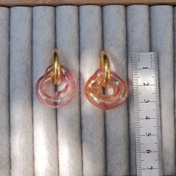 glassearrings-bubbles-golden_pink-hoops-chunky