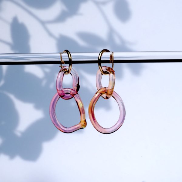 glassearrings-bubbles-golden_pink-hoops-double