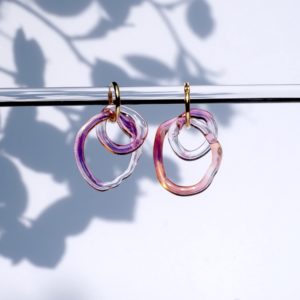 glassearrings-bubbles-golden_pink-hoops-double